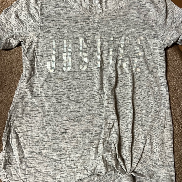 Justice Other - Girls Justice grey vneck tee with side knot. Size 10